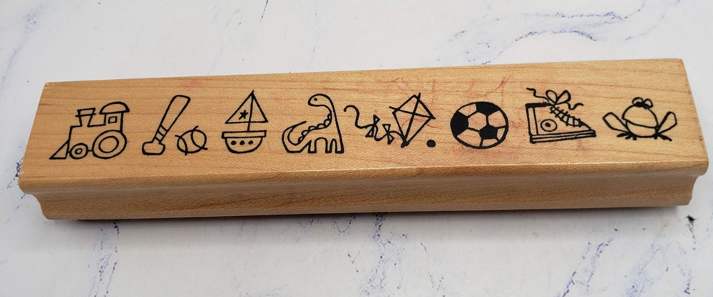 Sports Trains Dino's Childrens Outstamping Designs Mounted Rubber Border Stamp